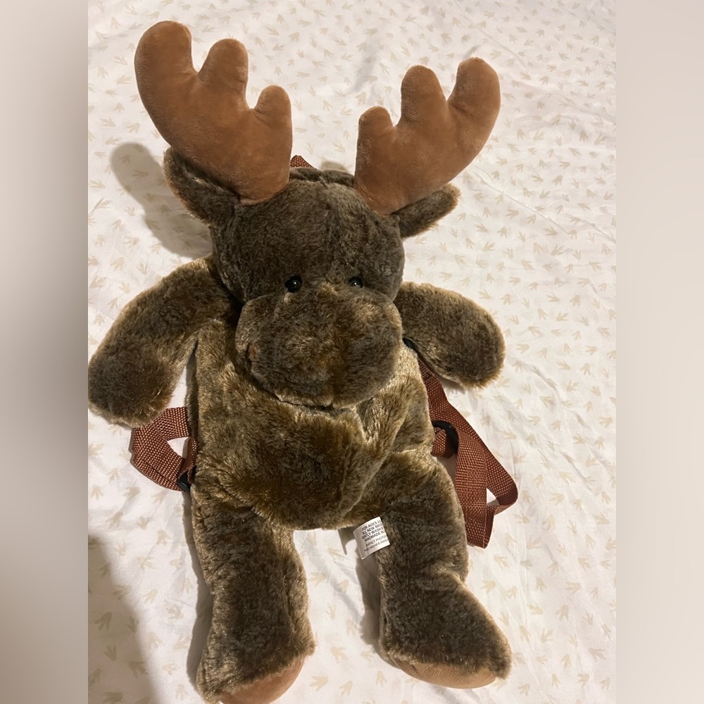 Brown Plush Moose Backpack